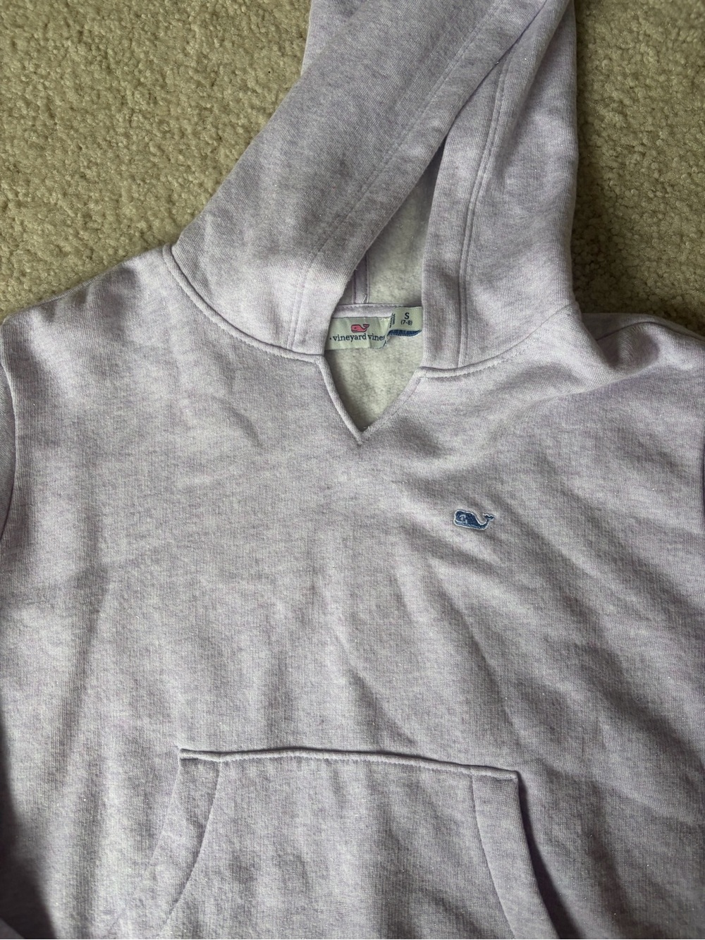 Vineyard Vines girls  Light Gray Pullover Hoodie with Navy Whale Logo